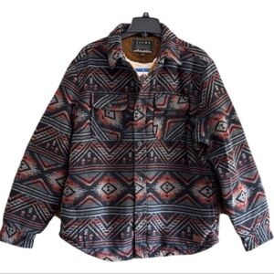 Jachs Mens Wool Blend Heavyweight Shirt Jacket Sherpa Lined Aztec Print